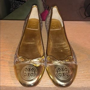 Gold Tory Burch Flats